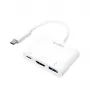 LogiLink 0.14m 2xUSB-C HDMI USB A Balts adapteris