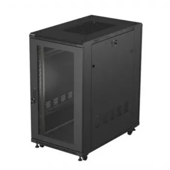 19 collu tīkla skapis LANBERG FF01-6022-23B, 22U, 600×1000 mm, melns, perforētas durvis