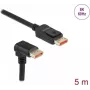 DisplayPort kabelis DeLOCK 8K 60 Hz 5 m taisns vīriešu uz 90° leņķa vīriešu uz leju