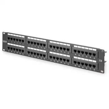 DIGITUS DN-91648U – Patch Panel RJ-45 48 portu, pelēks RAL 7035, 2U