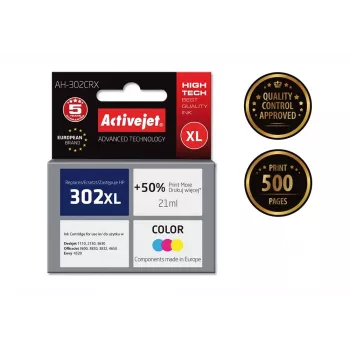 Activejet AH-302CRX tinte (HP 302XL F6U67AE aizvietotājs; Premium; 21 ml; 500 lpp., krāsu)