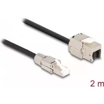DeLOCK kabelis RJ45 spraudnis lauka montāžai uz Keystone moduli RJ45 ligzda Cat.6A 2 m