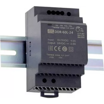 MEAN WELL DDR-60L-24 Barošanas adapteris, 24 V, 2.5 A, 60 W, DIN sliede
