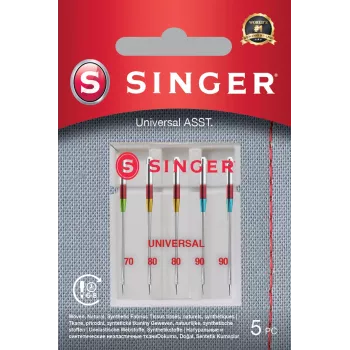 SINGER Universālās šujamadatas ASST 5PK — dažādi izmēri austiem audumiem