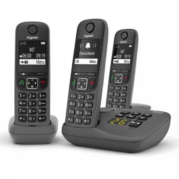 Gigaset AE690A Caller ID bezvadu telefons, 3 klausules, antracīts