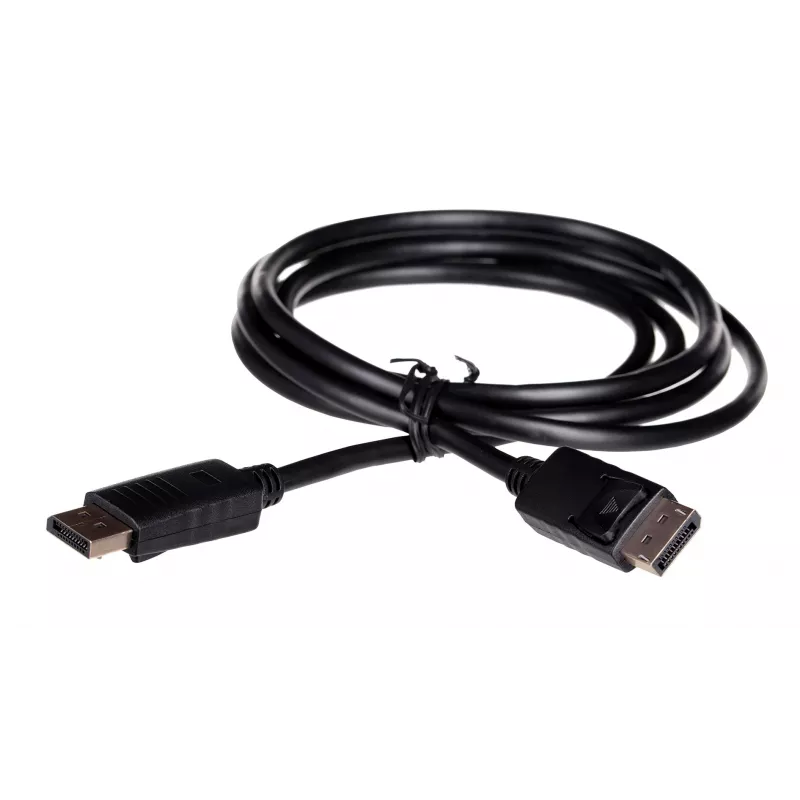 DisplayPort kabelis SAVIO CL-136, DisplayPort vīriešu–vīriešu, 2 m, DP 1.2, zelta kontakti, melns