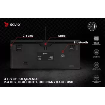 Savio Phenix SAVGK-RED tastatūra spēlēm, mehāniska, USB RF Bluetooth QWERTY