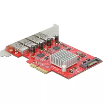 Delock PCI Express x4 karte ar 4 x ārējiem SuperSpeed USB 10 Gbps (USB 3.2 Gen 2) USB Type-A sieviešu savienotājiem - USB adapteris - PCIe 3.0 x4 - USB 3.2 Gen 2 x 4 (90481)