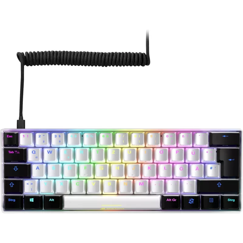 Sharkoon SGK50 S4 60% kompaktā tastatūra Gaming USB QWERTZ Vācu Baltā RGB LED