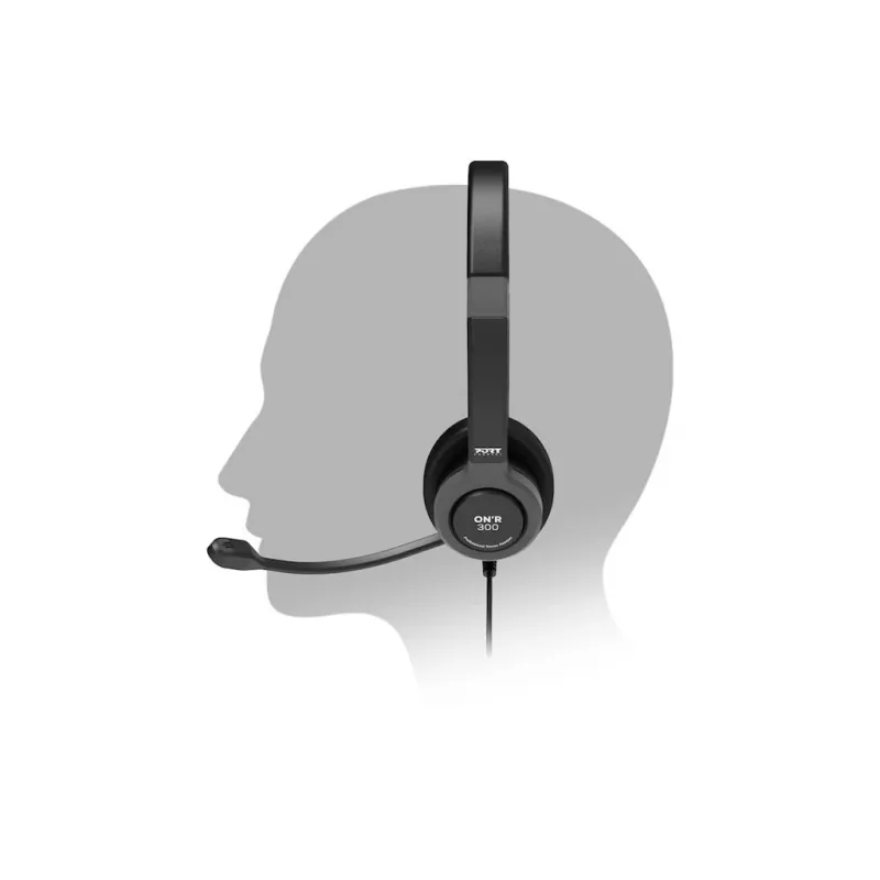 PORT CONNECT | Stereo USB Austiņas PRO ON'R 300 | Vadu | Uz auss | Trokšņu slāpēšana | Melna