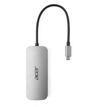 7-in-1 USB-C Dongle Acer — USB 3.2 Gen 1 Type-C, 3x USB-A, HDMI, SD/MicroSD, 100W PD, Sudraba