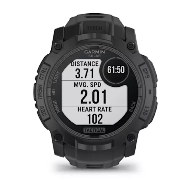 Garmin Instinct 3 Solar Tactical Edition 50 mm viedais pulkstenis, melns, ar silikona siksniņu