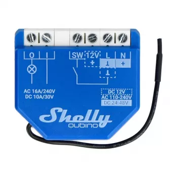 Viedais relejs Shelly Qubino Wave 1 Plastmasa 110–240V 16A, Z-Wave 868.4 MHz, zils, sienas montāža