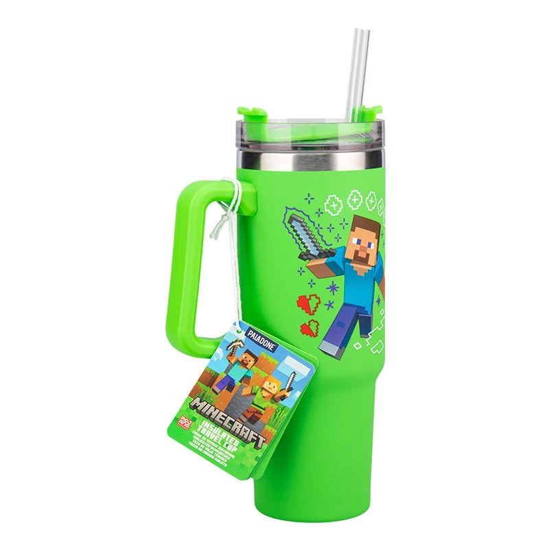 Paladone Minecraft Green 900ml Izolēta Krūze ar Salmiņu