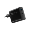 Vadu mobilās ierīces lādētājs NATEC NUC-2145, 65W, USB-C PD 3.0 + QC 3.0, 1x USB-C, 1x USB-A, 110–240V, Melns