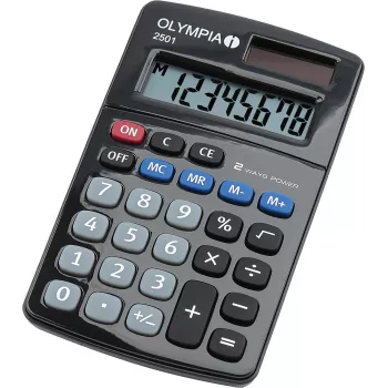 Kalkulators Basic Olympia 2501 Galddators Melns Zils Pelēks