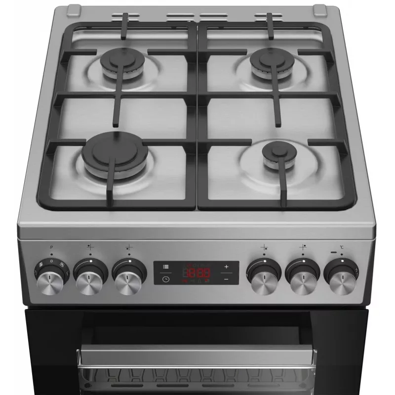 Gāzes-elektriskā plīts BEKO FSM52330DX 5 degļi 60 cm, Energoklase A