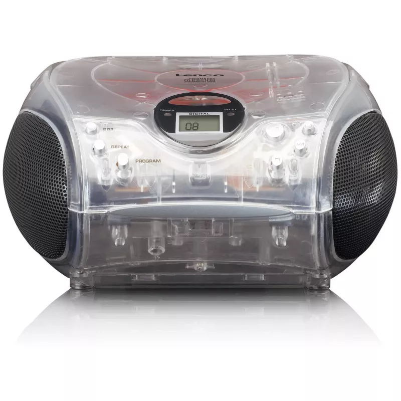 Pārnēsājams radio CD atskaņotājs Lenco SCD-24TR — FM, 4W izeja, LCD, teleskopiskā antena, AC/DC, 6×C baterijas