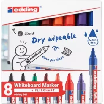 Baltās tāfeles marķieris Edding 4-363-8-S2999, dažādas krāsas, 1–5 mm gals, 8 iepakojumā