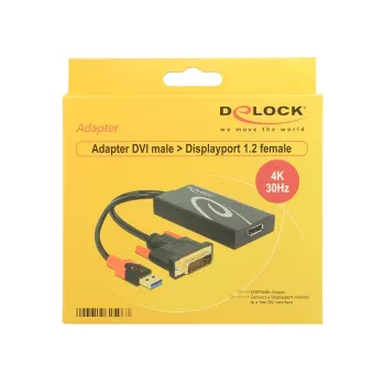 Adaptera kabelis DVI 24+1 + USB-A / DisplayPort 20p DeLOCK 62596 0,3 m