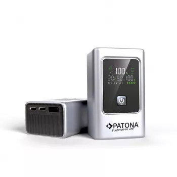 PATONA Platinum Powerbank Luxury One PD35 | 10000mAh | PD 35W | USB-C + USB-A Sudrabs, Melns