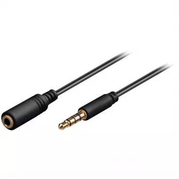 Wentronic Goobay 3,5 mm pagarinātājkabelis, melns, 1,5 m - 3,5 mm spraudnis (4 kontaktu, stereo) > 3,5 mm ligzda (4 kontaktu, stereo) (62478)