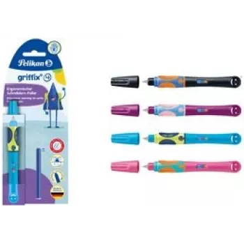 Pildspalva Pelikan griffix® labročiem - Neon Melna - Melna - Kārtridžu sistēma - Zila - Plastmasa - Nerūsējošais tērauds - Labročiem (820349)