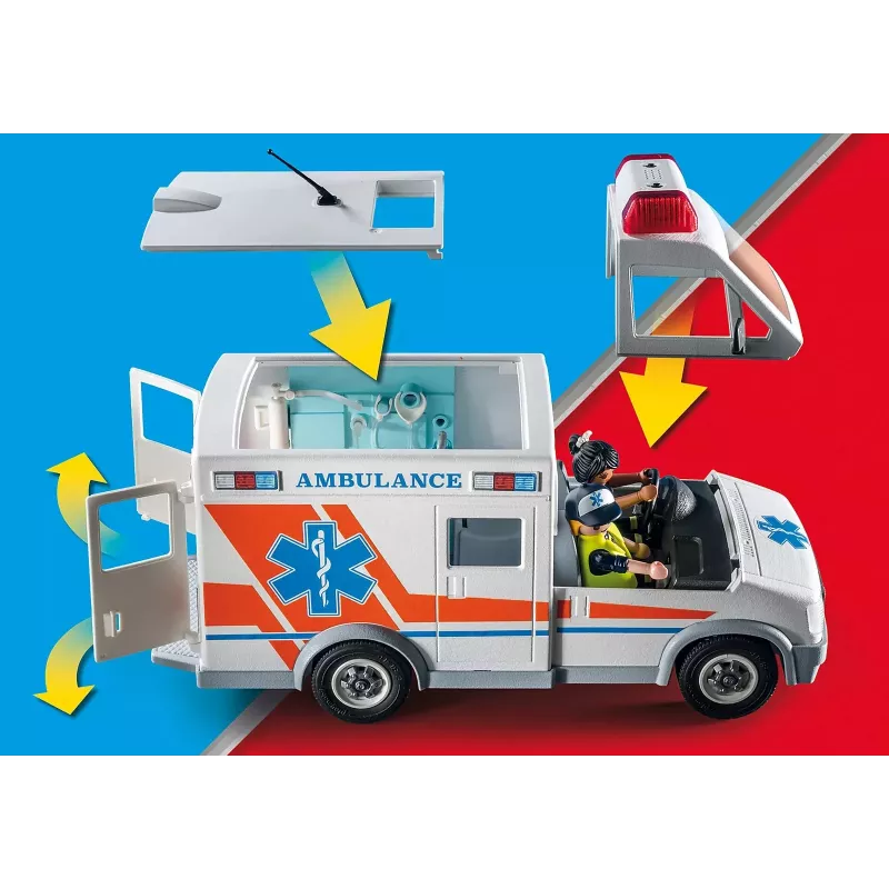 Rotaļu ātrās palīdzības auto PLAYMOBIL 71232 — daudzkrāsains, vecumam no 4 līdz 10 gadiem, AAA baterija