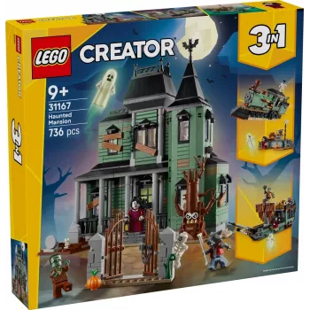 Konstruktors LEGO Creator 3-in-1 Spoku māja modelis 31167 — 736 gabali, 3 modeļi, 5 minifigūras