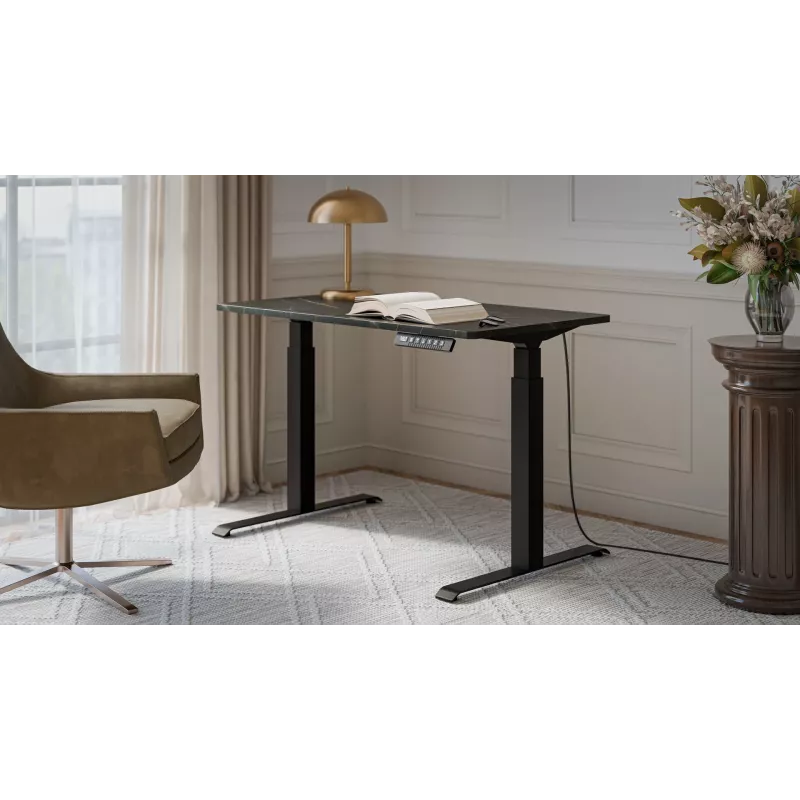 Cama Meble elektriski regulējams augstuma galds MOON 121x67 cm, taisnstūra skaidu plātnes virsma, 72–120 cm melns/san sebastian