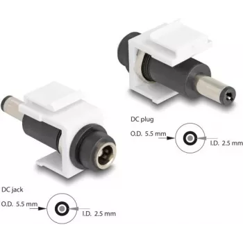 DeLOCK Keystone modulis DC 5.5 x 2.5 mm sievišķais uz vīrišķo balts