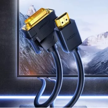 UGREEN DVI-HDMI adaptera kabelis HD106 — DVI (tēviņš) uz HDMI (tēviņš), 1,5 m, Full HD 1080p / 3840×2160