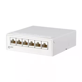METZ CONNECT E-DAT - Sadales panelis - CAT 6a - 6 x RJ-45 - Tīri balts (130862-21C-E)