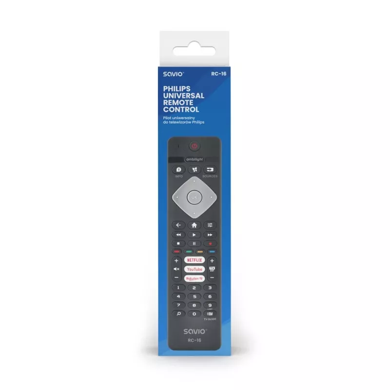 Savio RC-16 universālā IR tālvadības pults TV uztvērējam / set-top box, 20 ierīcēm, 10 m darbības rādiuss, melna