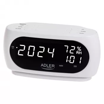 Adler AD 1186W modinātājpulkstenis ar digitālo displeju, melns/balts