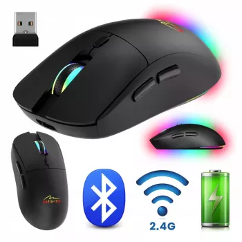 Bezvadu pele MEDIA-TECH MT1124 BT/RF Silent & Recharge — ambidekstrāla, 3200 DPI, Bluetooth + 2,4 GHz USB, 6 pogas, uzlādējama