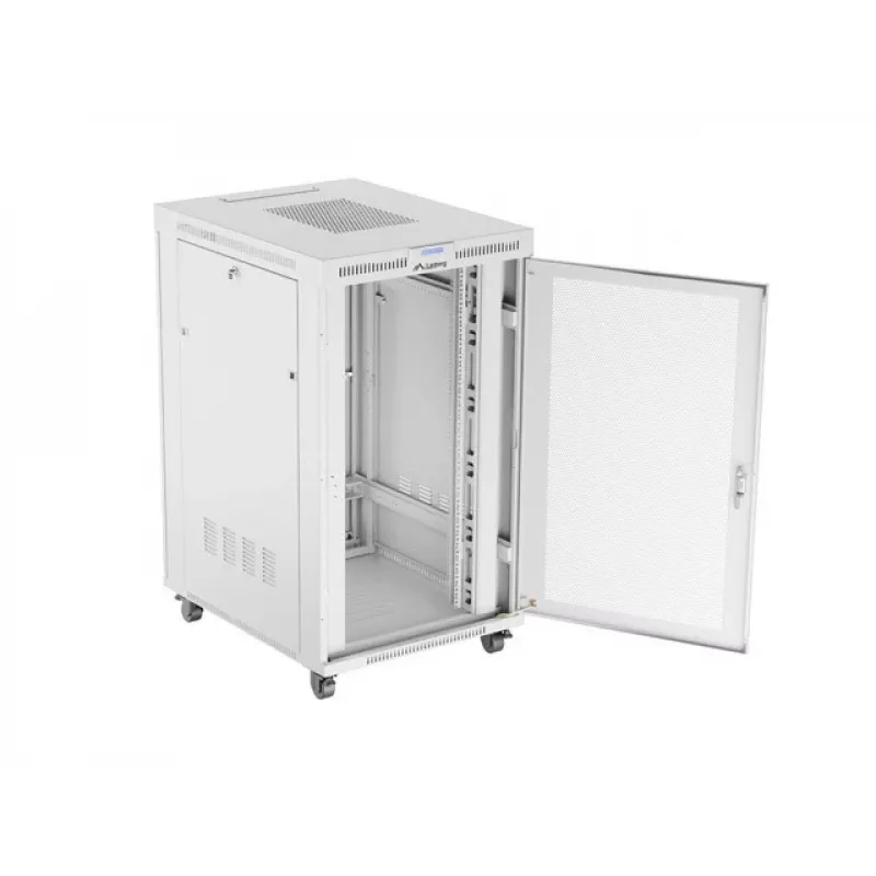 Grīdas stāvošs 19 inch servera skapis 27U 800x1000 mm pelēks perforēts ar LCD durvīm LANBERG (plakanā iepakojumā)