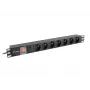 LANBERG PDU-07E-0200-BK Strāvas sadales bloks (1U, 16A, 7x 230V, 2m)