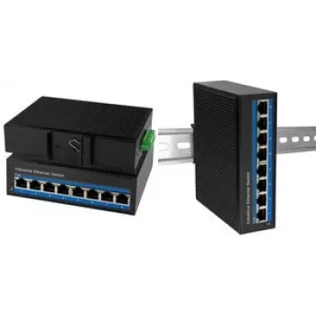 LogiLink Industrial Gigabit Ethernet Switch, 8-Port 10/100/1000 Base-TX RJ45, Plug & Play, schwarzes Metallge - 1 Stück (NS203)