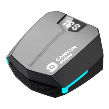 Canyon GTWS-2 Bezvadu Spēļu Austiņas Ar Ausu Āķi USB Type-C Bluetooth Lādēšanas Stacijā Melnā Krāsā (CND-GTWS2B)