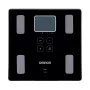 Elektroniskie personīgie svari Omron VIVA — kvadrātveida, melni, max 150 kg, 100 g precizitāte, ķermeņa tauki/ĶMI/BMR, 30 lietotāju atmiņa