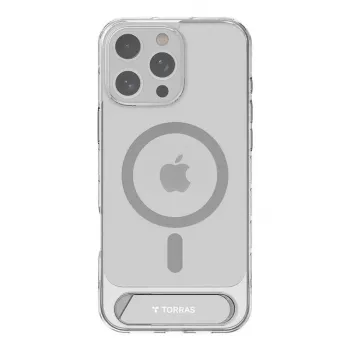 Caurspīdīgs aizsargmaciņš Torras Pstand Series iPhone 16 Pro Max — ar integrētu statīvu