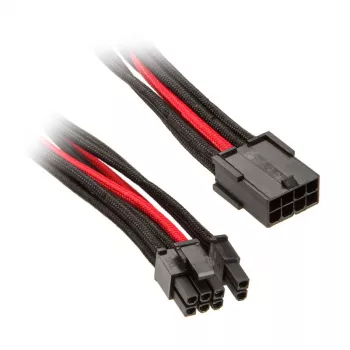 SilverStone PCIe-8-pin uz PCIe-6+2-pin kabelis, 250mm - melns/sarkans