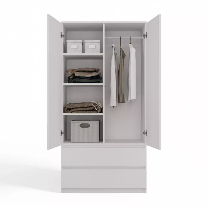 Garderobe Top E Shop SZAFA MALWA B 5 plaukti 2 veramas durvis Balta 900×500×1800 mm