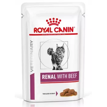 ROYAL CANIN Vet Renal Feline ar liellopu gaļu Slapjā kaķu barība Gabaliņi mērcē Vistas gaļa, Cūkgaļa, Liellopu gaļa 12x85 g