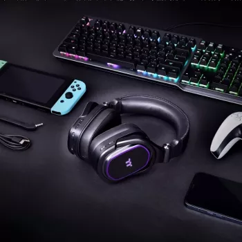 Thermaltake ARGENT H5 RGB bezvadu spēļu austiņas, melnas