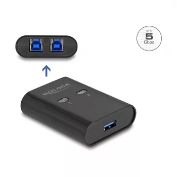 DeLOCK USB slēdzis 2 datoriem uz 1 ierīci 5 Gbps Melns