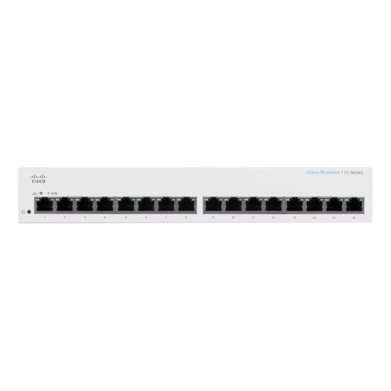 Slēdzis Cisco CBS110 Nenomāžāms L2 Gigabit Ethernet 16x RJ-45 (10/100/1000), 1U, 32 Gbps