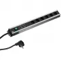Bachmann 300.012 PDU Basic, 6 AC kontaktligzdas, 2U, 2 m kabelis, Melns/Pelēks