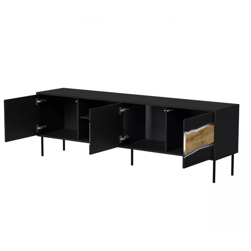 TV skapis cama meble INSERTO 3D1W 190x40x62 cm melns ar LED